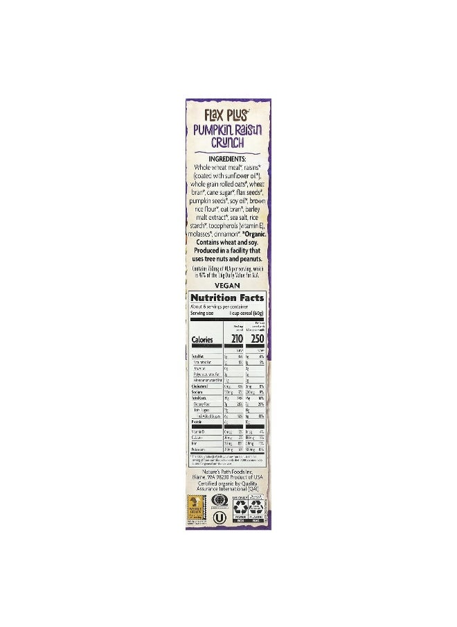 Nature's path Nature's Path, Organic, Flax Plus Cereal, Pumpkin Raisin Crunch, 12.3 oz (350 g)  - Image 2