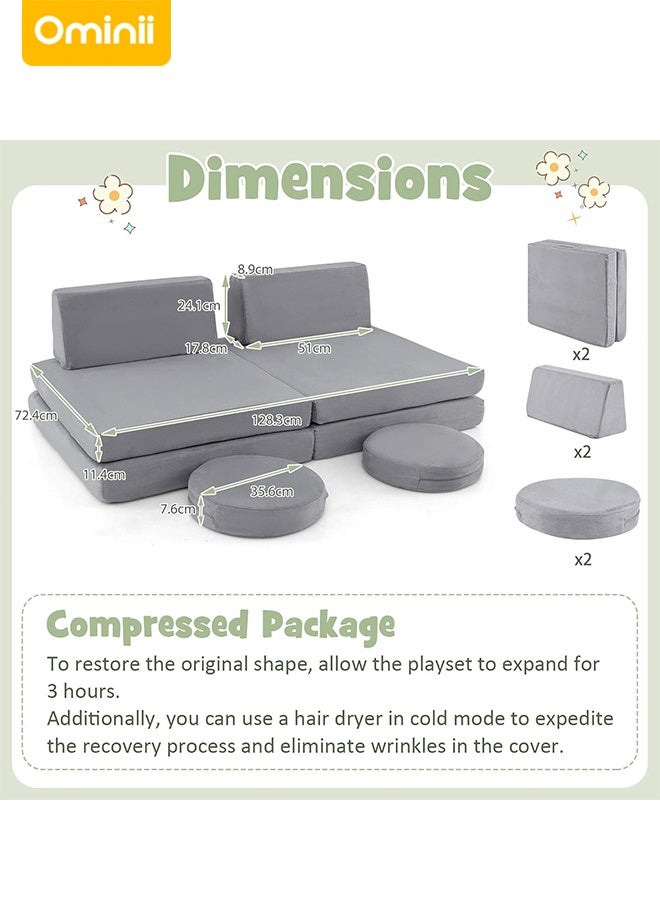 Ominii Kids Play Couch, Babyroom Furniture 6 PCS Playroom Couch Set, Creative Imaginative Set for Nursery, Playroom, Bedroom, Living Room, Children Convertible Foam Sofa for Baby Boy Gir - Image 4
