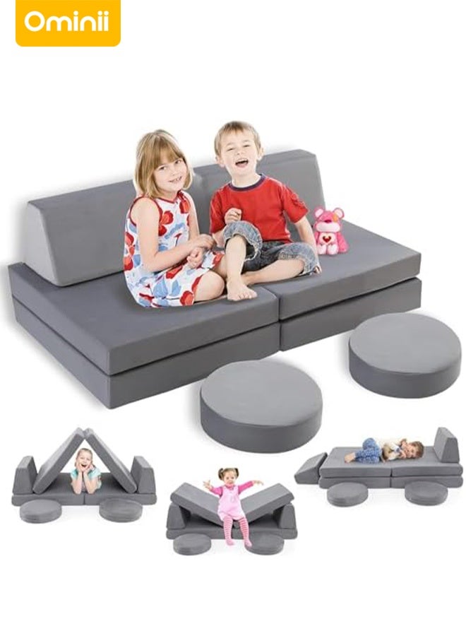 Ominii Kids Play Couch, Babyroom Furniture 6 PCS Playroom Couch Set, Creative Imaginative Set for Nursery, Playroom, Bedroom, Living Room, Children Convertible Foam Sofa for Baby Boy Gir - Image 1
