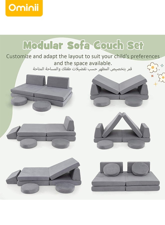 Ominii Kids Play Couch, Babyroom Furniture 6 PCS Playroom Couch Set, Creative Imaginative Set for Nursery, Playroom, Bedroom, Living Room, Children Convertible Foam Sofa for Baby Boy Gir - Image 5