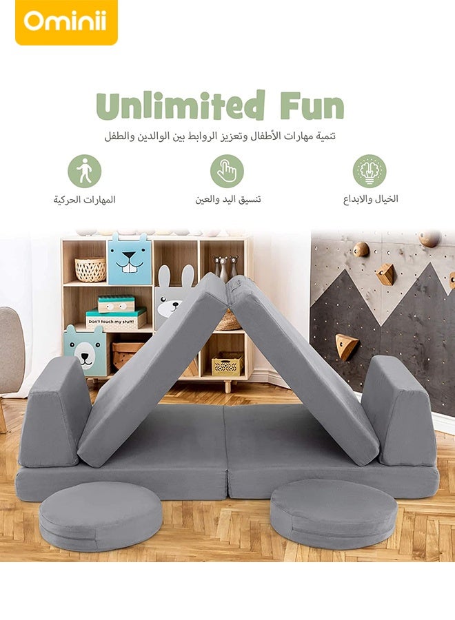 Ominii Kids Play Couch, Babyroom Furniture 6 PCS Playroom Couch Set, Creative Imaginative Set for Nursery, Playroom, Bedroom, Living Room, Children Convertible Foam Sofa for Baby Boy Gir - Image 3
