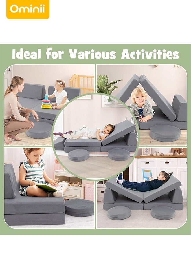 Ominii Kids Play Couch, Babyroom Furniture 6 PCS Playroom Couch Set, Creative Imaginative Set for Nursery, Playroom, Bedroom, Living Room, Children Convertible Foam Sofa for Baby Boy Gir - Image 2