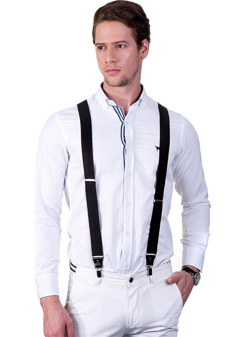 Tudors Black Plain Men's Trouser Suspenders  - Image 1