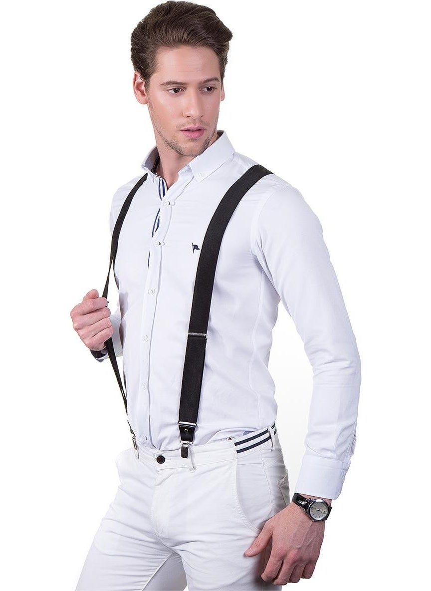 Tudors Black Plain Men's Trouser Suspenders  - Image 2