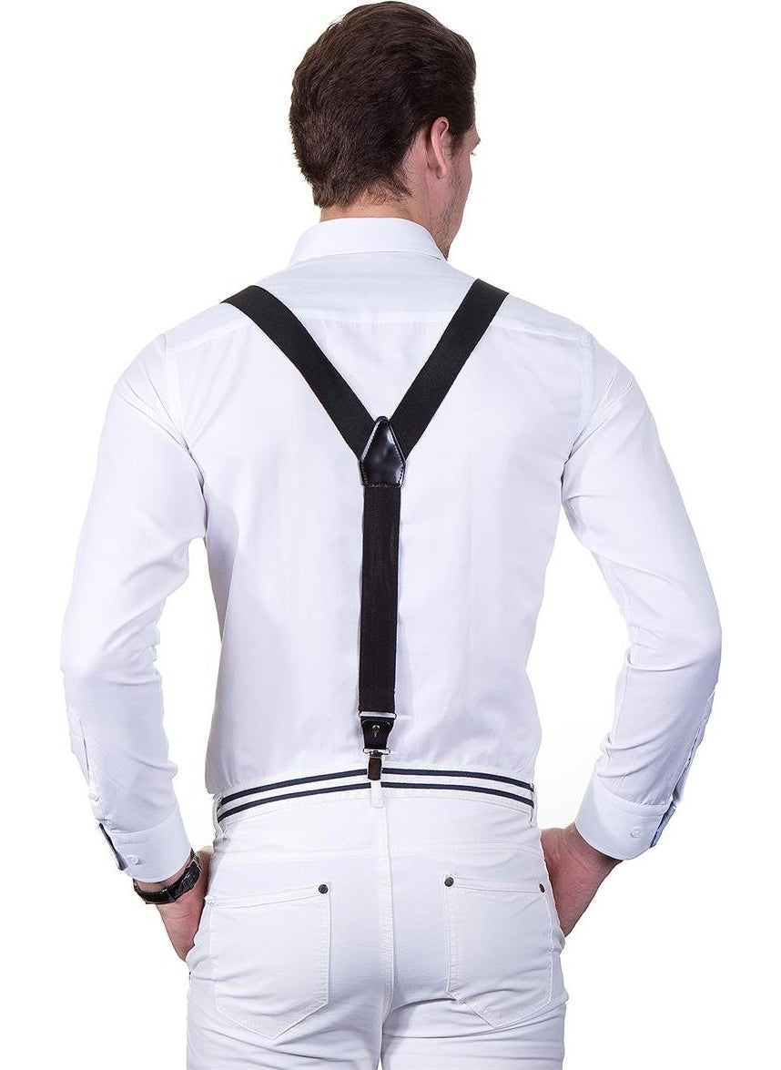 Tudors Black Plain Men's Trouser Suspenders  - Image 3