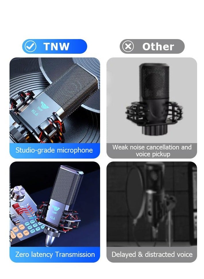 تي إن دابليو ميكروفون للألعاب، ميكروفون كمبيوتر TNW KL6 USB للكمبيوتر الشخصي للبث والبودكاست والتسجيل والكاريوكي، ميكروفون كمبيوتر مكتبي مكثف لبطاقة الصوت/ماك/PS4/PS5/البث المباشر/يوتوب/تيكتوك  - Image 4