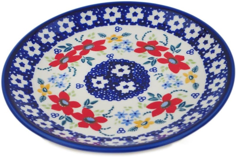 Polmedia Polish Pottery Authentic Polish Pottery Dessert Plate Signature UNIKAT in Wild Flower Bloom Design Handmade in Bolesawiec Poland  Certificate of Authenticity  - Image 2