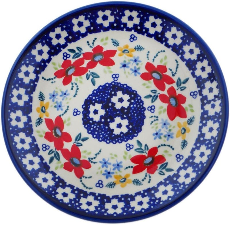 Polmedia Polish Pottery Authentic Polish Pottery Dessert Plate Signature UNIKAT in Wild Flower Bloom Design Handmade in Bolesawiec Poland  Certificate of Authenticity  - Image 1