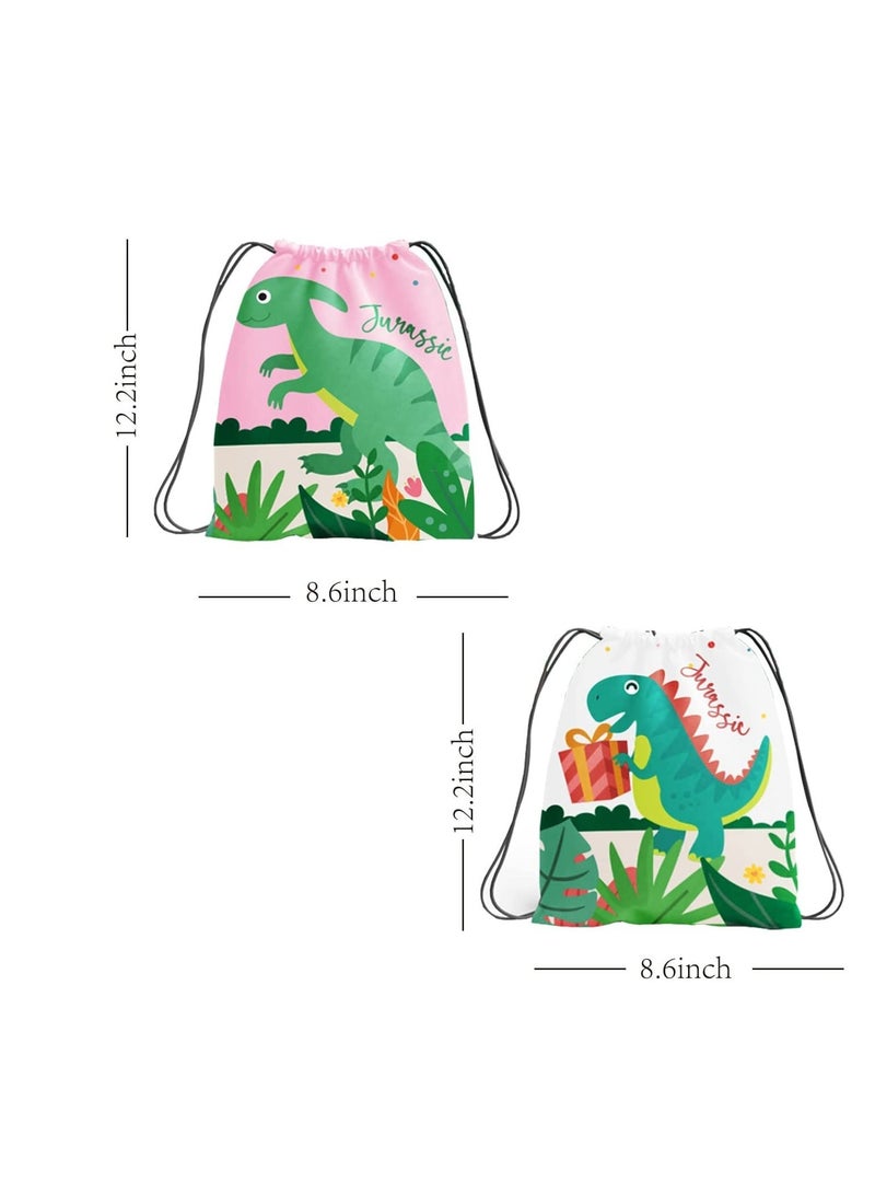 Dinosaur Party Favor Bags, 12 Pack Dinosaur Party Supplies Drawstring Bags, Drawstring Backpack Bag Goodie bags, for Jurassic Dino Favor Bags, for Gifts Candy Snacks School Travel Toy Storage Bag - Image 3