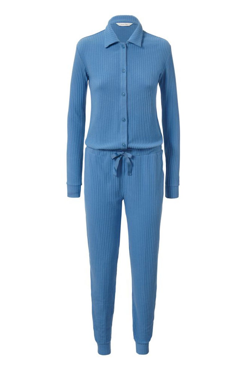 Tchibo Women Ribbed Long Sleeve Overall, Light Blue  - Image 3