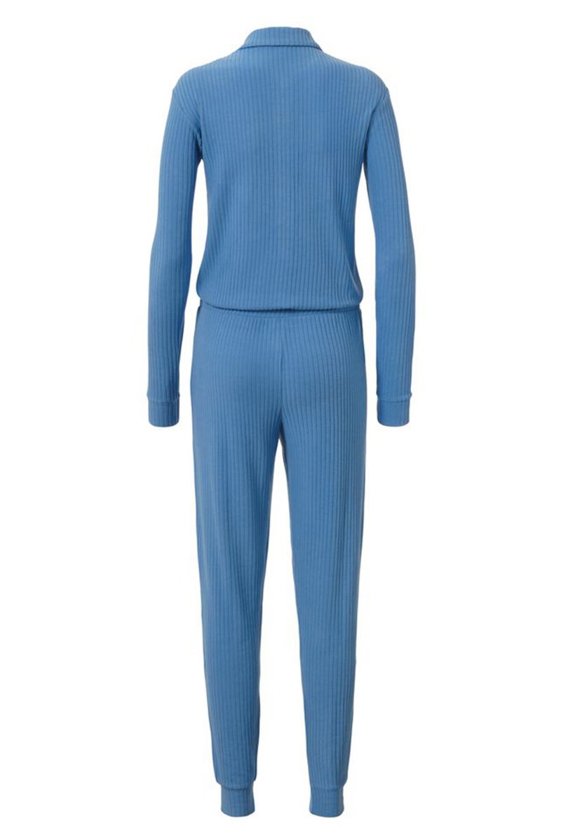 Tchibo Women Ribbed Long Sleeve Overall, Light Blue  - Image 2