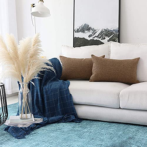 Khooti Jute Cushion Cover, Throw Pillow Cover for Couches, Chairs, Sofas, Beds, Coffee Tables, Living Rooms, Bedrooms, Modern Boho Design, 18 x 28 Inches / 45 x 70 cm | Brown | Set of 2 - Image 2