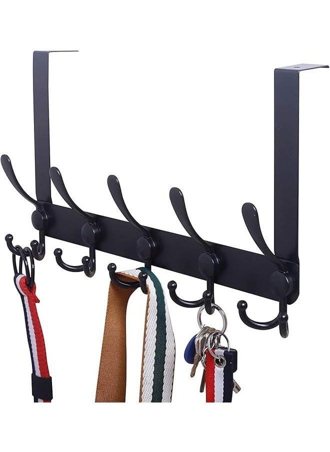 BOUND MOAT - 2PCS Door Hanger Over The Door Hooks for Hanging Coat Rack Clothes Hat Stainless Steel Over The Door Towel Rack with 5 Hooks for Bedroom Closet and Bathroom - Image 1