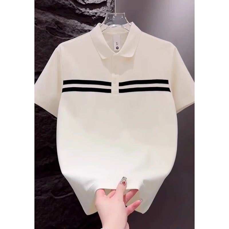 Men's Striped Polo Shirt Short Sleeve Casual Summer Top - Image 2
