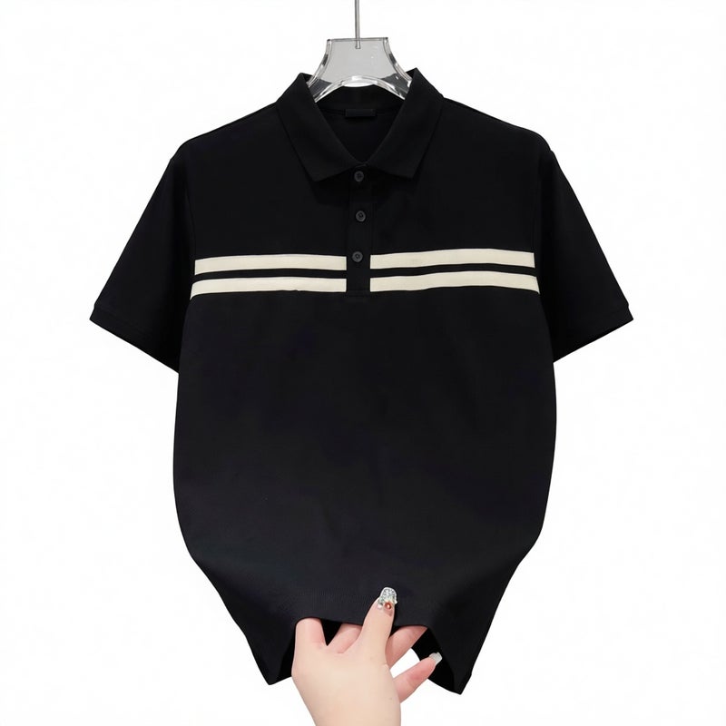 Men's Striped Polo Shirt Short Sleeve Casual Summer Top - Image 1