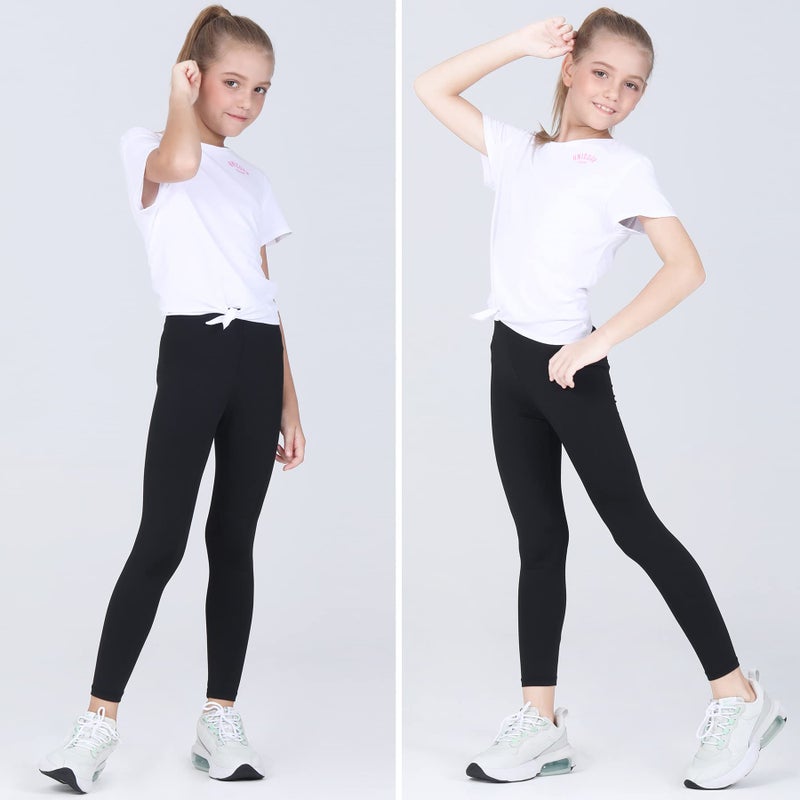 Quedoris Girls 3-Pack Pure Color Leggings Black 3 Pack 160Y - Image 3