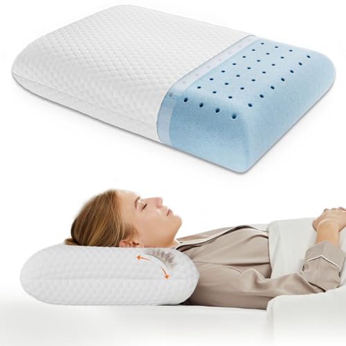 DUMOS Memory Foam Pillows for Sleeping, 1 Pack Bed Pillows for Adults with Washable Cover and Breathable Mesh, Gel Cooling Pillow for Back and Side Sleeper Support, White - Image 1
