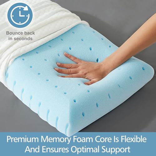 DUMOS Memory Foam Pillows for Sleeping, 1 Pack Bed Pillows for Adults with Washable Cover and Breathable Mesh, Gel Cooling Pillow for Back and Side Sleeper Support, White - Image 5