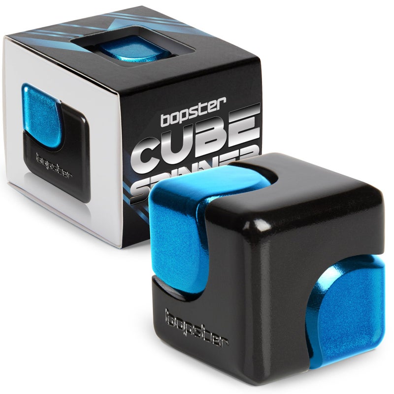 bopster Fidget Cube Spinner Anodised Metal Hand Spinner Sensory Stress Relief Toy for Kids Adults ADHD ADD Autism Ideal Gift Black and Blue - Image 4