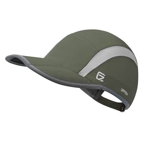 GADIEMKENSD Foldable Running Sports Hat Reflective Baseball Cap Quick Drying Hat for Men Woman Adjustable 50+ UPF Breathable Mesh Water Repellency Outdoor Race Performance Lightweight Army Green - Image 1