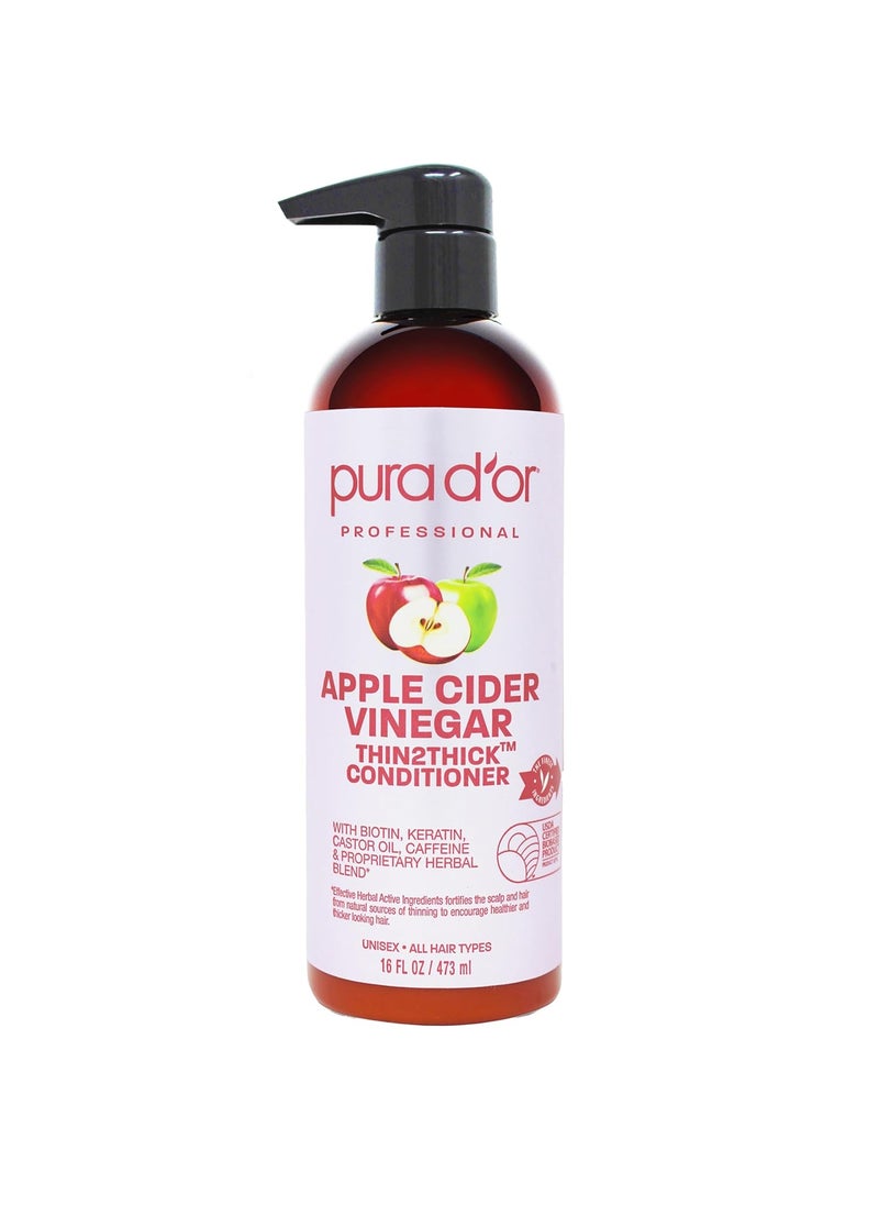 Pura d'or PURA DOR 16 Oz Apple Cider Vinegar Thin2Thick Conditioner  Biotin Keratin Caffeine Castor Oil  Key Active Ingredients for All Hair Types Men  Women 