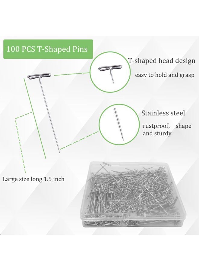 Sunenlyst T Pins, 100Pack 1.5 inch Wig Pin, Stainless Steel T-pins for Blocking Knitting, Wig Pins for Foam Head, Blocking Crochet, Straight Pins for Sewing, Craft, Quilting, Office, Decoration by Sunenlyst - Image 3