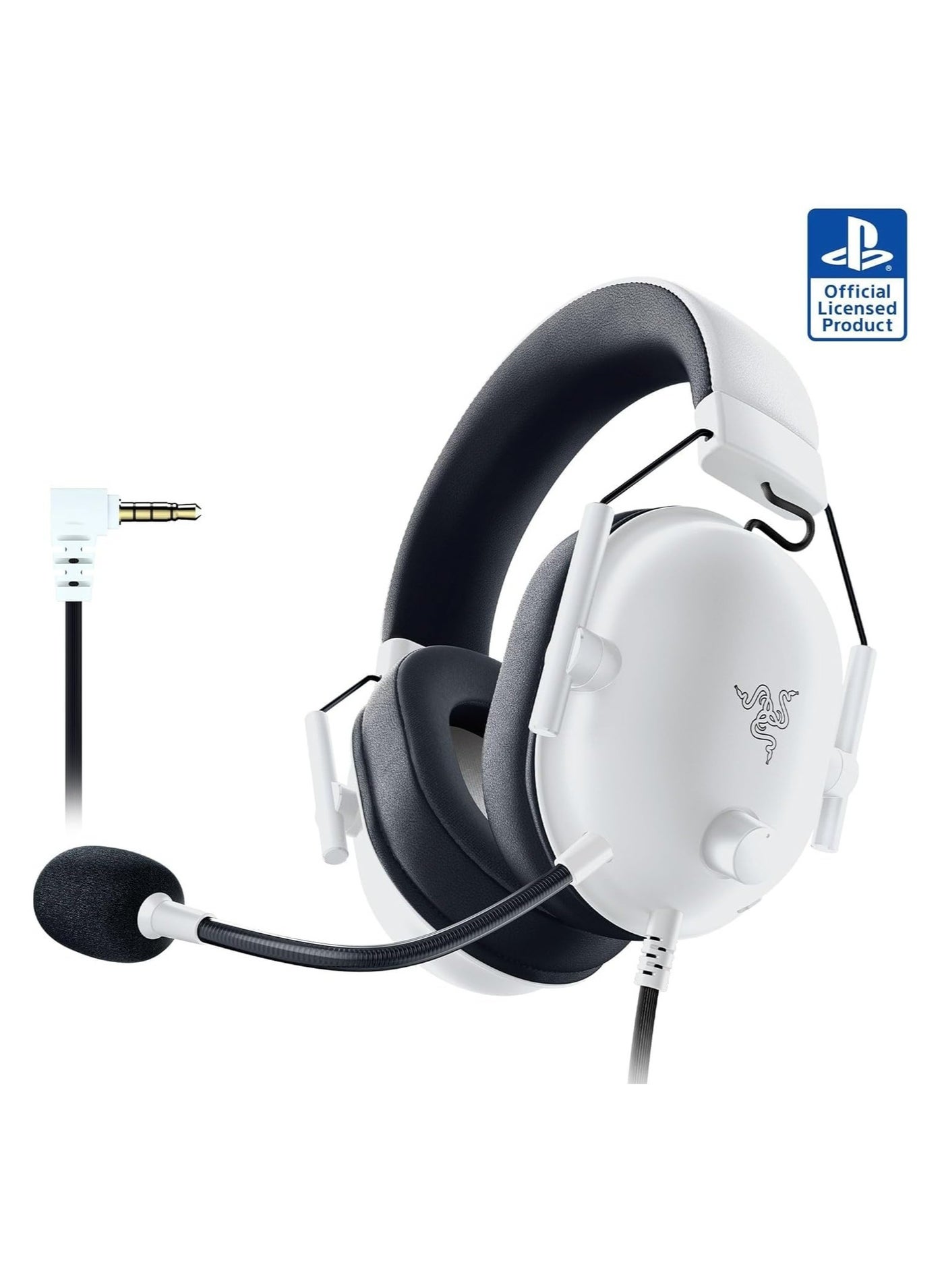 BlackShark V2 X PlayStation licensed Gaming Headset: 50mm Drivers, Cardioid Mic, Lightweight, Noise Isolating Earcups, for PS5, Xbox Series X, PC, Switch via 3.5 mm Audio Jack - White