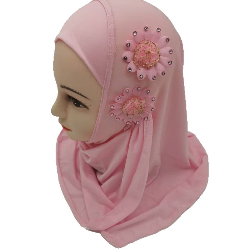 Girls Ice Silk Floral Headscarf Hat with Cute Two-Flower Design - Image 5