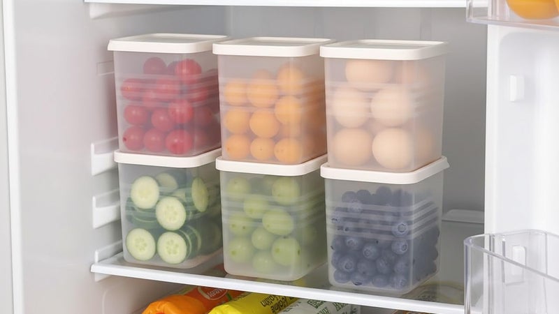 RIOMAX Fridge Storage Boxes Fridge Organizer Space-saving Refrigerator Side Door Container with Lid for Vegetables, Fruits Space Saving Lid Storage Container (900 ML, Pack of 6) - Image 1