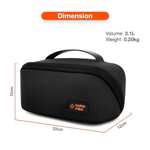 Nasher Miles Dock Toiletry Kit 180° Opening Cosmetic Bag | Polyester Travel Pouch Organizer | Multipurpose Storage Compartments & Carry Handle | Travel Accessory for Men & Women (Black) - Image 5