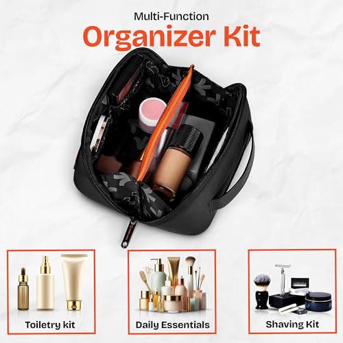 Nasher Miles Dock Toiletry Kit 180° Opening Cosmetic Bag | Polyester Travel Pouch Organizer | Multipurpose Storage Compartments & Carry Handle | Travel Accessory for Men & Women (Black) - Image 4