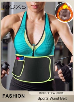 RIOXS Women's Sweat Sports Waist Belt Weight Loss Trainer Slimming Shaping Belt Yoga Body Shaper Girdle With Pocket For Phone  - Image 1