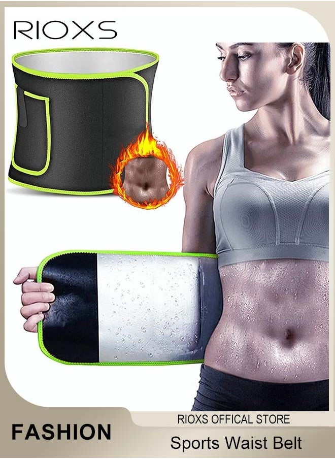 RIOXS Women's Sweat Sports Waist Belt Weight Loss Trainer Slimming Shaping Belt Yoga Body Shaper Girdle With Pocket For Phone  - Image 2