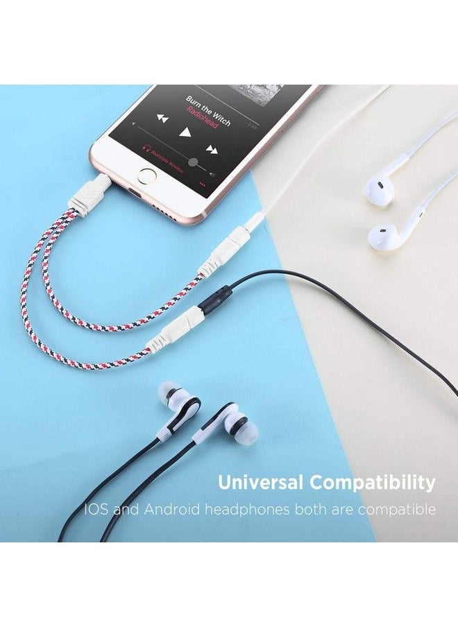 DUKABEL - Headphone Splitter 3.5Mm Splitter Cable For Headset [Fine Braided & Gold Plated] Stereo Audio Y Cable Aux Splitter Compatible For Ios Android Smartphones Tablets & More (0.85Ft 26Cm) - Image 1
