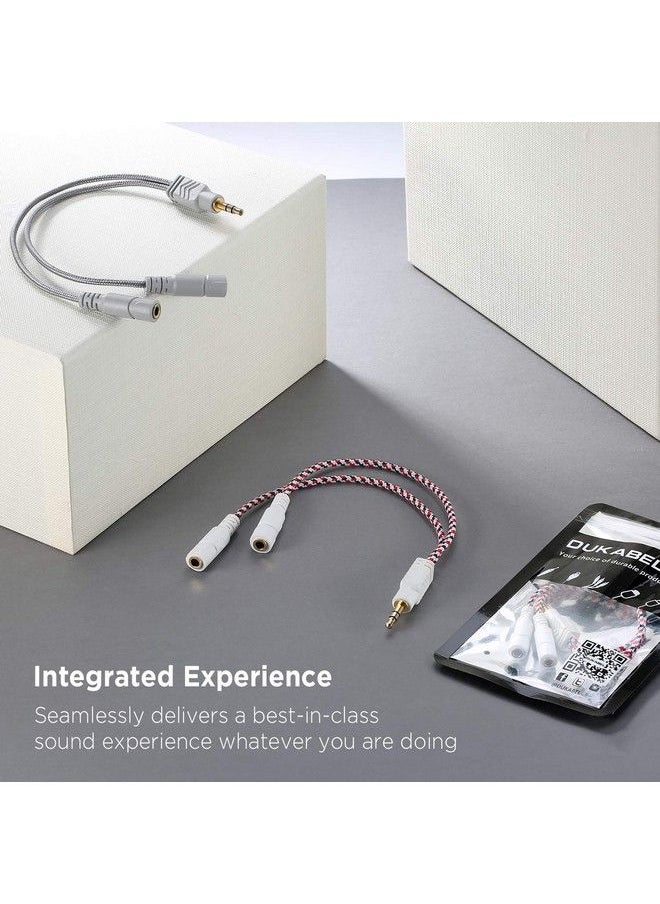 DUKABEL - Headphone Splitter 3.5Mm Splitter Cable For Headset [Fine Braided & Gold Plated] Stereo Audio Y Cable Aux Splitter Compatible For Ios Android Smartphones Tablets & More (0.85Ft 26Cm) - Image 1