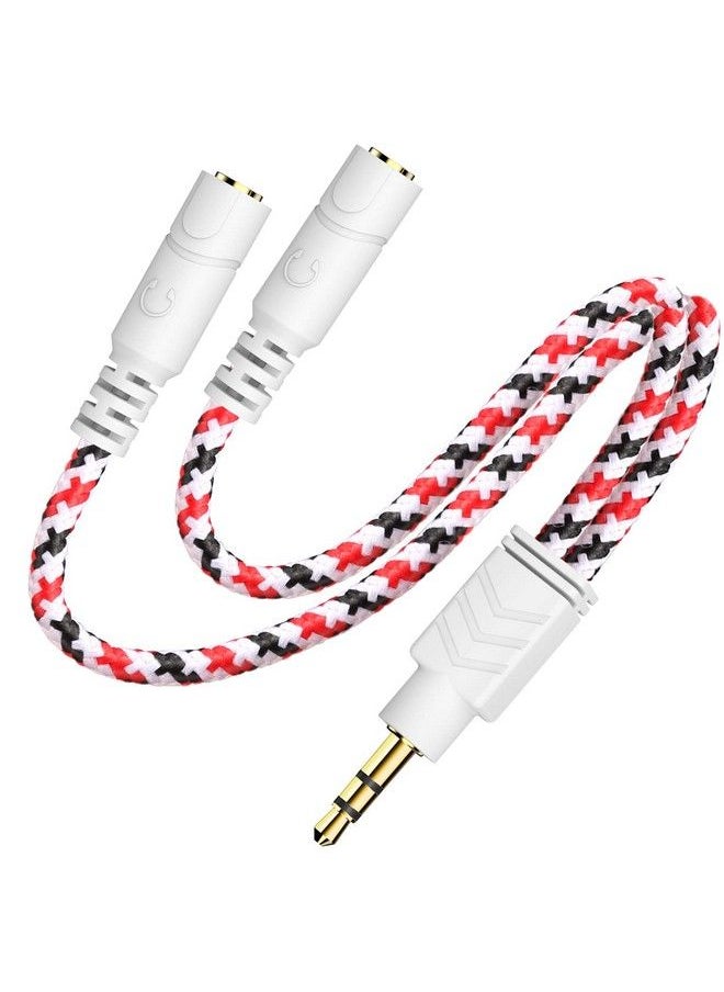 DUKABEL - Headphone Splitter 3.5Mm Splitter Cable For Headset [Fine Braided & Gold Plated] Stereo Audio Y Cable Aux Splitter Compatible For Ios Android Smartphones Tablets & More (0.85Ft 26Cm) - Image 1