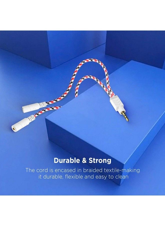 DUKABEL - Headphone Splitter 3.5Mm Splitter Cable For Headset [Fine Braided & Gold Plated] Stereo Audio Y Cable Aux Splitter Compatible For Ios Android Smartphones Tablets & More (0.85Ft 26Cm) - Image 1