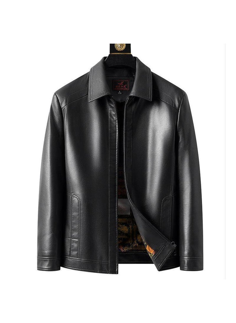 Generic Autumn Winter Mens Genuine Leather JacketFlat leather [black] Thin Flat leather [black] Thin 