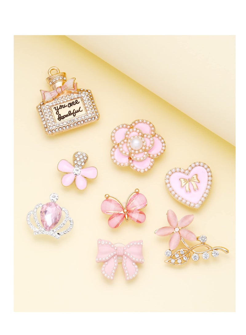 Excefore 18 Pack  Bling Shoe Charms, Rhinestones Accessories Charms, Flower Pearl Charm Accessories, Suitable for Adult, Party Favors Birthday Gifts - Image 3