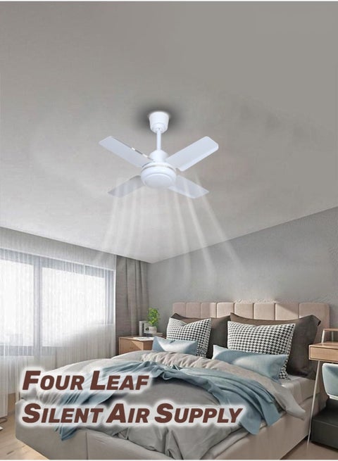 24-Inch Ceiling Fan 70W High Speed 4-Blade Design with 5-Speed Regulation Switches – Sleek White Metal Finish & Silent Ball Bearing Motor