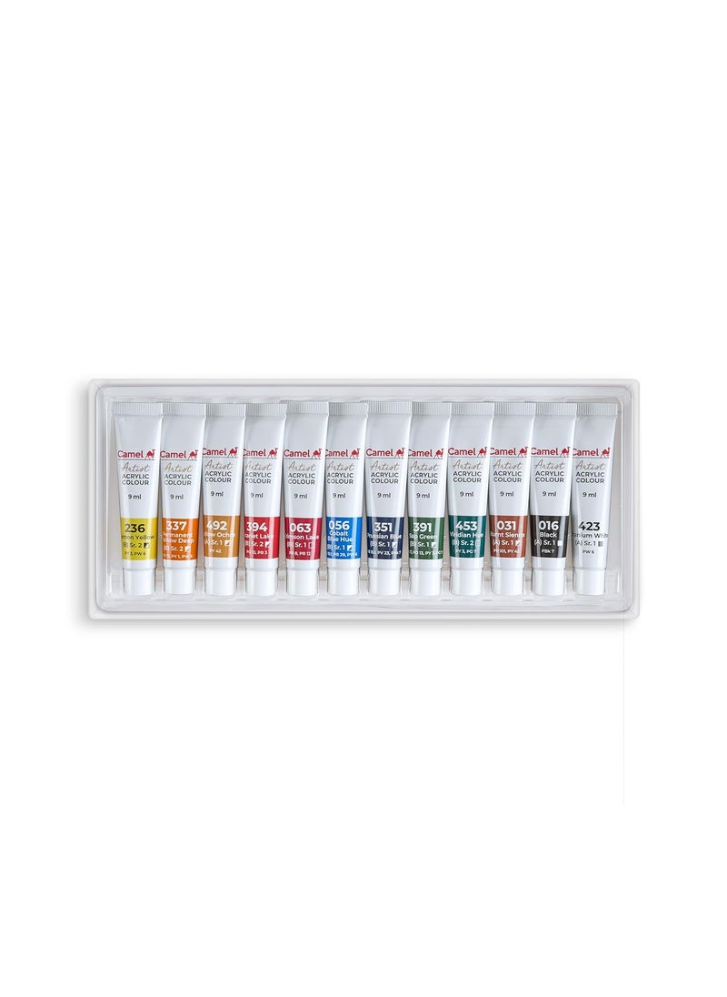 camel Camel Artist Acrylic Color Box 9Ml Tubes,12 Shades,Multicolor  - Image 2