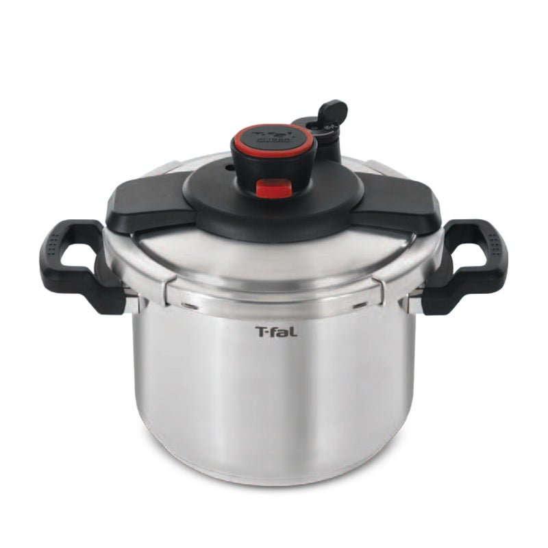 T-fal Clipso Stainless Steel Pressure Cooker, 6.3 Quart, Induction Cookware, Secure Locking System, One Hand System, Recipe Book Included, Pots and Pans, Kitchen, Silver - Image 1