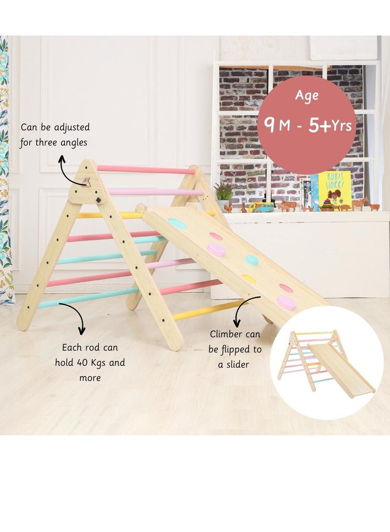 Ariro Pikler Triangle children's Playhouse Toy, Wooden, Easy Assembly, Small Size Play Tent for Toddlers, Foldable and Easy Assembly Festive colored - Image 5