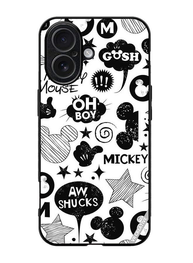 Protective Case Cover For Apple iPhone 17 Monochrome Mickey Pat Design Multicolour