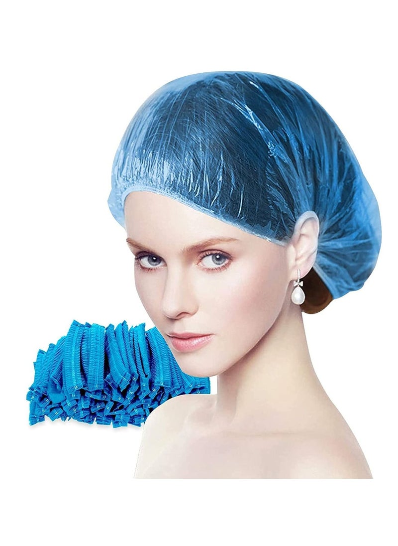 NIBEMINENT 100PCS Disposable Shower Caps, Individually Wrapped Larger and Thicker Waterproof Plastic Hair Caps for Women, Spa, Home Use, Hotel Salon, Portable Travel - Transparent  - Image 1