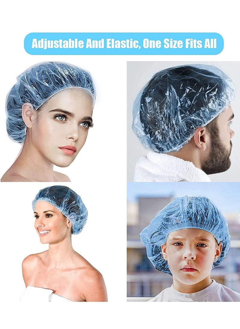NIBEMINENT 100PCS Disposable Shower Caps, Individually Wrapped Larger and Thicker Waterproof Plastic Hair Caps for Women, Spa, Home Use, Hotel Salon, Portable Travel - Transparent  - Image 3