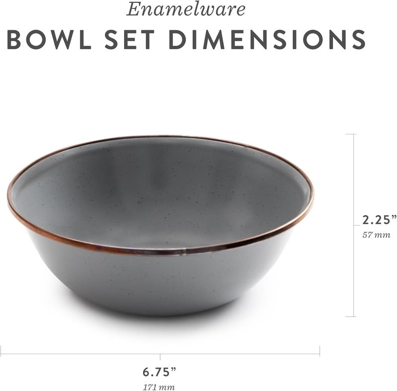 Barebones Enamel Bowl Set  Dish Set of 2 Bowls  Enamelware Set for Camping and Everyday Use Charcoal - Image 5