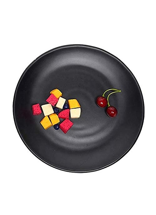Everbuy - Everbuy® Spiral Black Quarter Dinner Plates Melamine Chapati Plates Set of 12 pcs (Quarter 8 Inch) - Image 1
