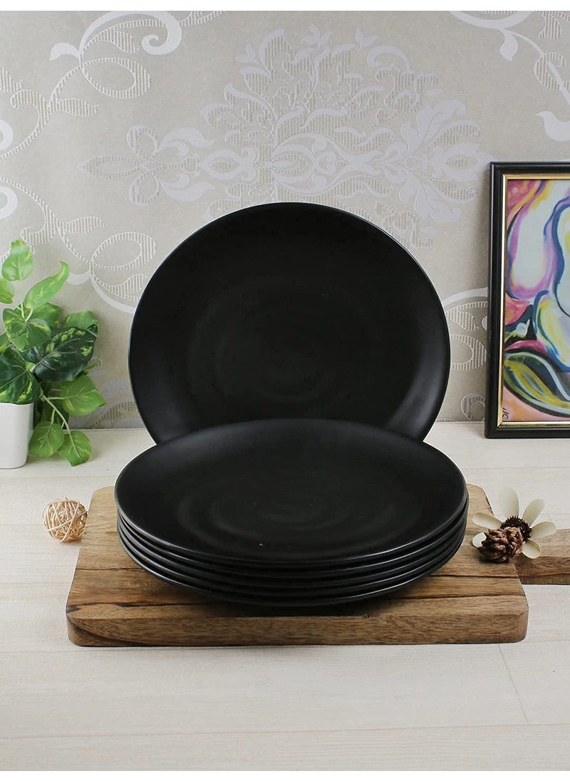 Everbuy - Everbuy® Spiral Black Quarter Dinner Plates Melamine Chapati Plates Set of 12 pcs (Quarter 8 Inch) - Image 1