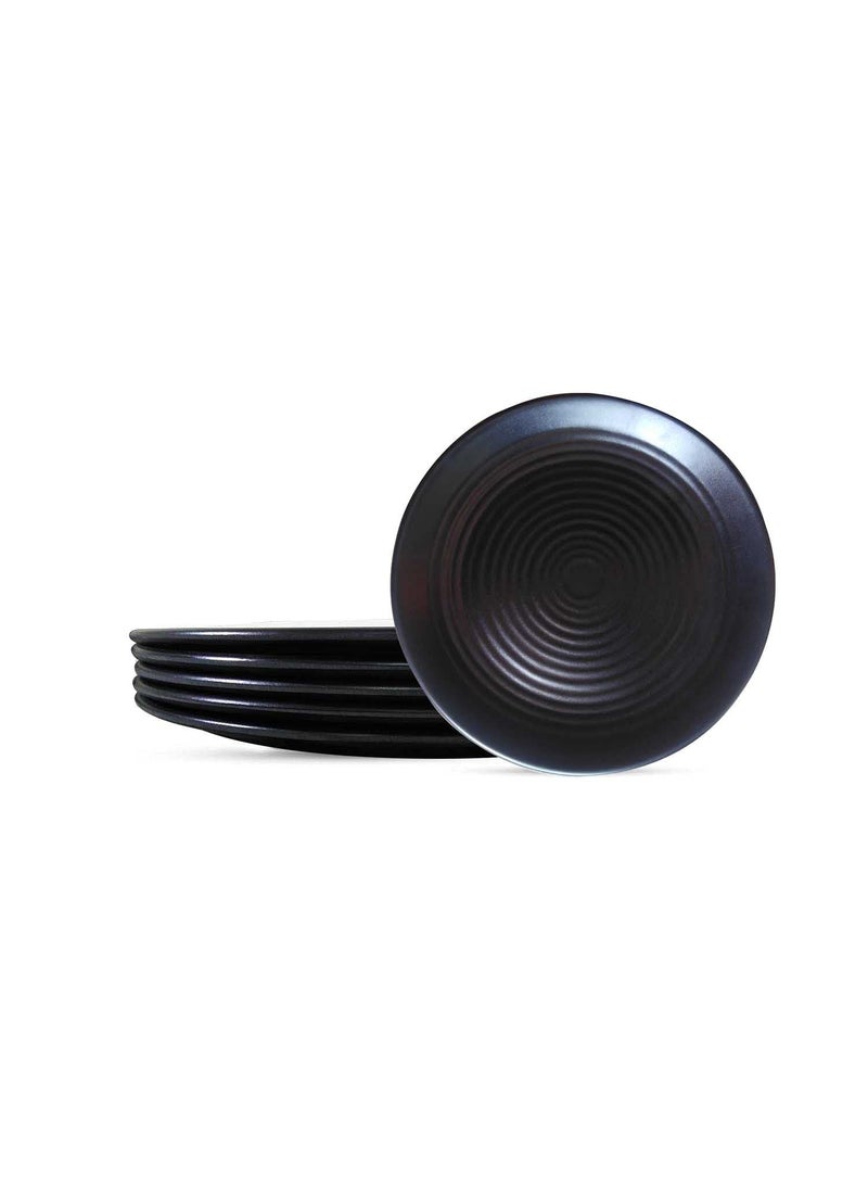 Everbuy - Everbuy® Spiral Black Quarter Dinner Plates Melamine Chapati Plates Set of 12 pcs (Quarter 8 Inch) - Image 1